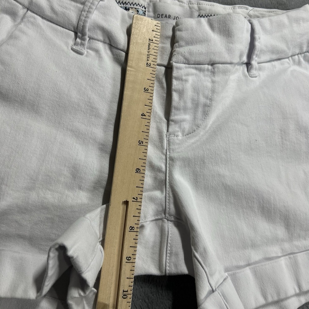 Dear John Shorts Womens 25 White Hampton 4" Cuffed Chino Mid Rise Pockets - Picture 10 of 12